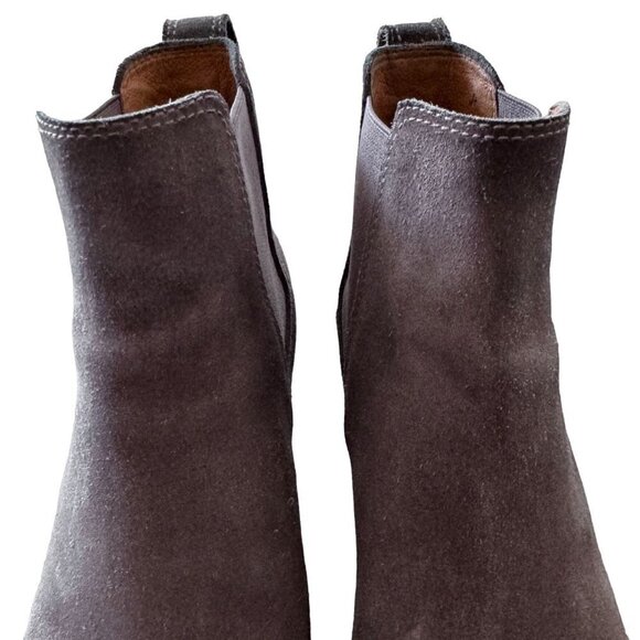 Madewell Suede Ankle Boots Womens 7.5 The Reagan Slip On 2.5" Block Heel Taupe - Picture 5 of 10